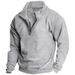 Men’s Fleece-Lined Stand Collar Half-Zip Sweatshirt – Winter Thermal Long Sleeve Pullover (S-XXXL)_viptrois.com
