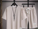 Summer New Waffle Men's Korean Loose Youth Cool Short Sleeve Shorts Casual Two Piece Set Fashion_viptrois.com