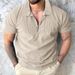 Men's New Summer Solid Color Polo Shirt Short Sleeve Zipper Polo Shirt T-shirt Tops_viptrois.com
