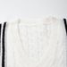 Men's Color-Block V-Neck Knit Cardigan – Retro Striped Sweater (White, S/M/L/XL)_viptrois.com
