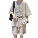 Waffle Texture Men's Youth Summer Casual Sportswear Shorts Short Sleeve T-Shirt Two-Piece Set_viptrois.com