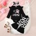 Kids’ Clothing Baby Girl Printed Long Sleeved Tight Romper And Leopard Print Trousers Set_viptrois.com