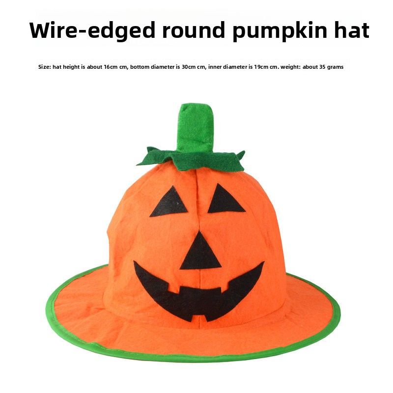 Halloween Headwear Non-Woven Round Hat Ball Performance Dress Up Pumpkin Costume Accessories_viptrois.com