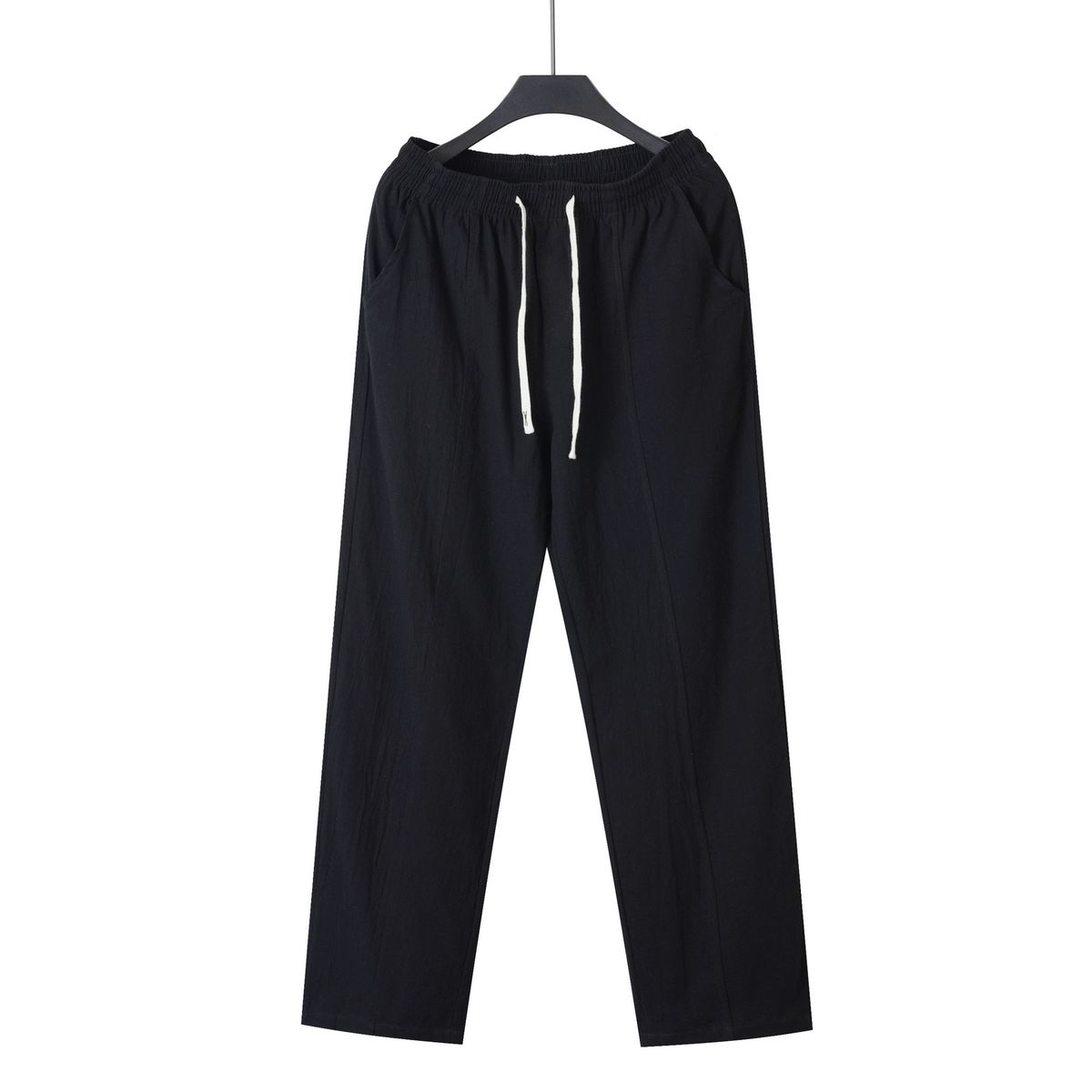 Men's Cotton-Linen Drawstring Pants – Lightweight Straight Fit Summer Trousers In White/Black/Khaki/Navy (S-3XL, Beach & Casual Wear)_viptrois.com