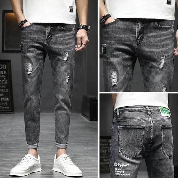 Men's Clothing Jeans Summer Thin Style Ripped Slim Fit Casual Summer Versatile Spring And Autumn Trousers_viptrois.com