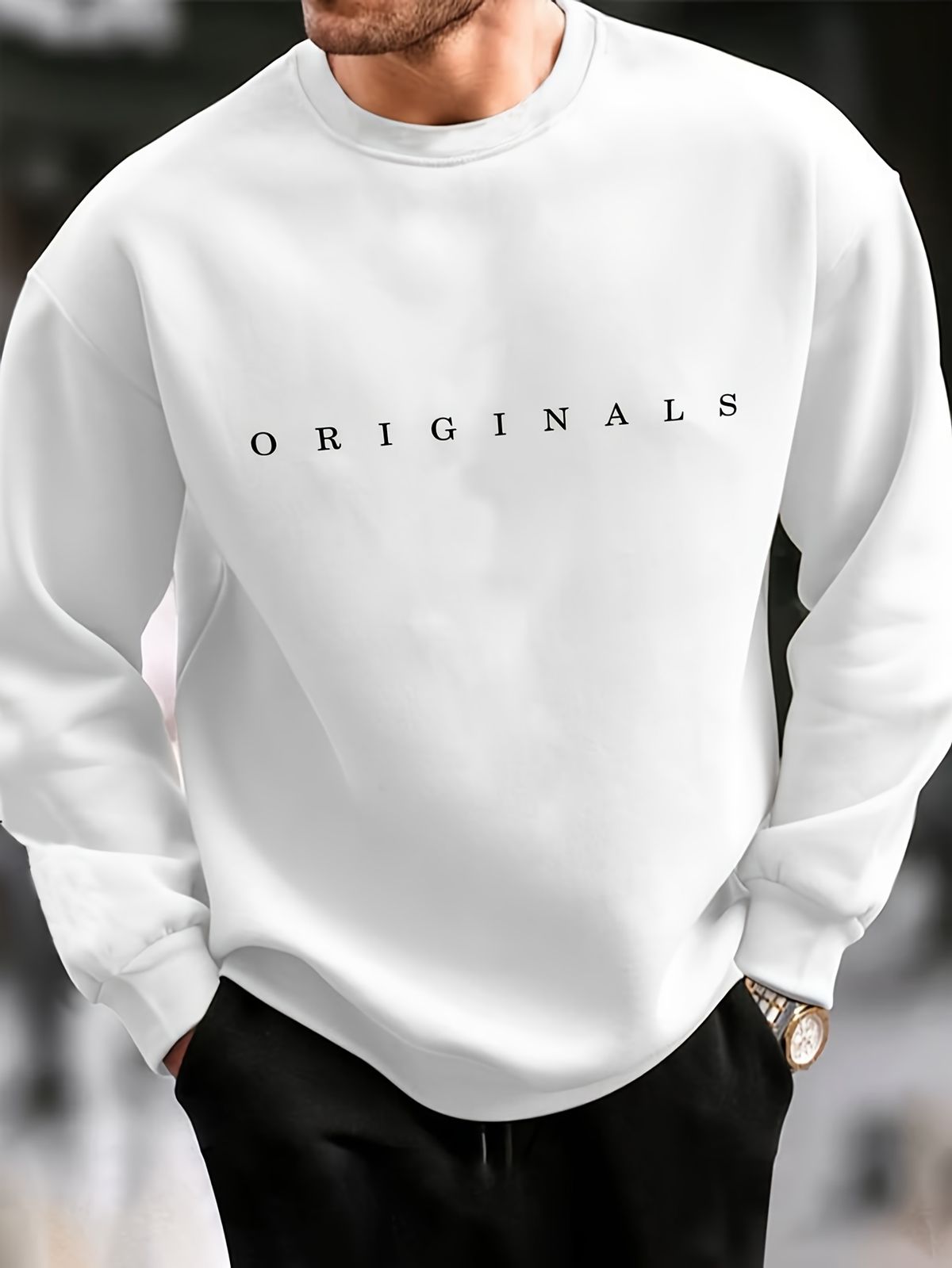 Autumn And Winter Men's Long Sleeved Round Neck Black Top Loose Casual Hoodie Hooded Hoodie ORIGINALS_viptrois.com