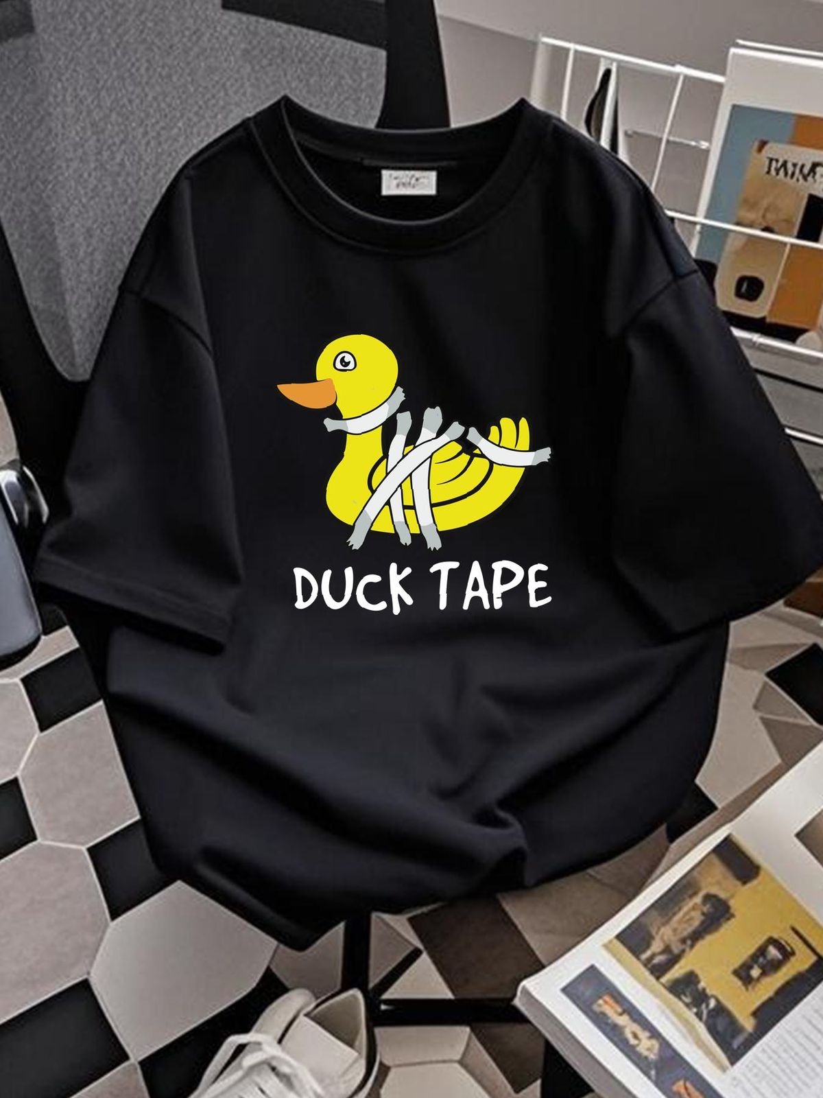 Funny Duck Tape T Shirt Pun Lover S Bad Puns Punny Rubber Ducky Graphic Unisex Stretched Stylish Slightly Top For Everyday Wear Summer Breathable_viptrois.com