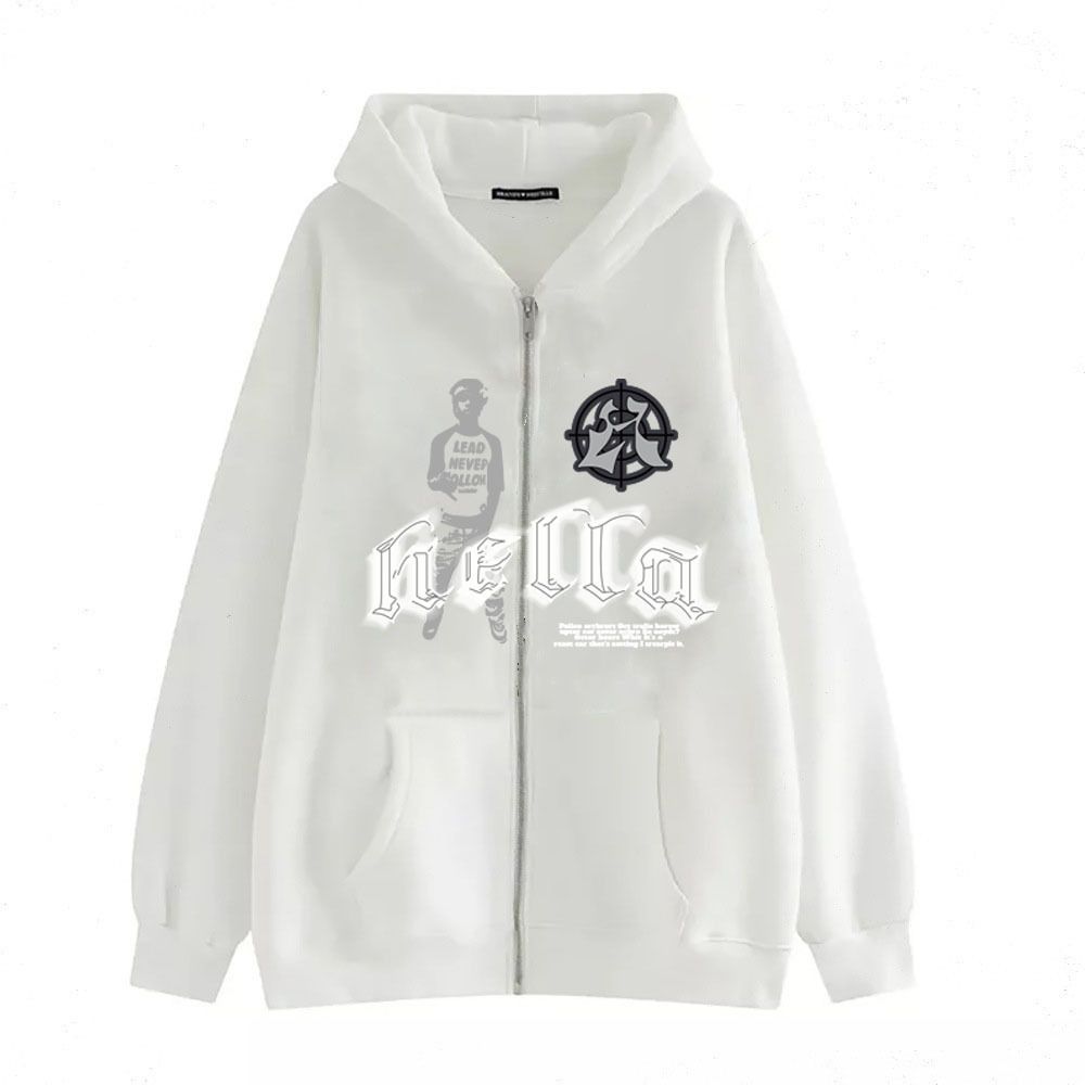 2024 Street Hip Hop Gothic Harajuku Y2K Black Zipper Unisex Rock Sweatshirt Hoodie Jacket_viptrois.com