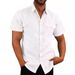 Men's Clothing Shirt Double Pocket Cotton And Linen Short Sleeved Shirt Casual Vacation Shirt 7 Colors_viptrois.com