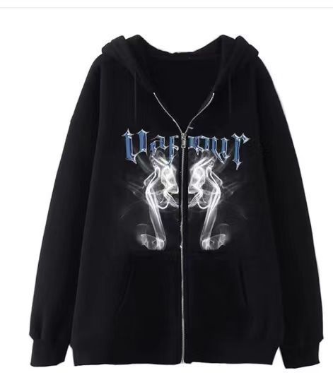 2022 Dark Skull Skeleton Unisex Hoodie Gothic Couple Harajuku Oversized Zipper Sweatshirt_viptrois.com
