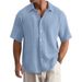 Men's Loose Casual Cotton Shirt Summer New American Style Short Sleeved Top For Men_viptrois.com