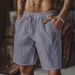 Men's Linen Shorts Drawstring Elastic Waist Straight Leg Solid Color Breathable 7/8 Length Casual Everyday Beach Shorts_viptrois.com