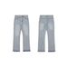 Men's Distressed Flared Jeans - Vintage Grey Cleanfit Denim With Frayed Hem, High Street Micro Bell Bottoms_viptrois.com
