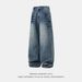 Men's Clothing Lightning Cat Whisker Washed Distressed Jeans For Men Autumn Trendy Retro Rivet Straight Pants American Casual Trousers_viptrois.com