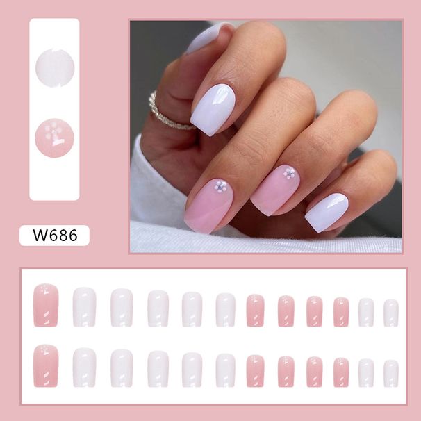 False Nails Mid-length Pure Desire Pink Glinting Powder Nail Art Sweet Girl Light Luxury Wearing Nail Piece_viptrois.com