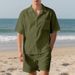 Men's Clothing Summer Men's Casual Loose Beach Short Sleeved Shorts Suit Seaside Vacation Shirt Shorts Suit_viptrois.com