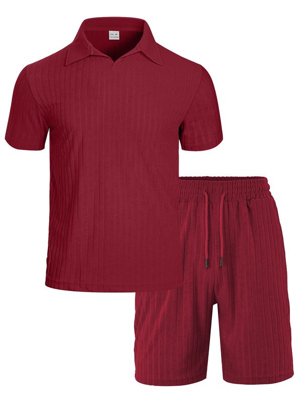 Textured Short Sleeved Shorts Men's Summer Leisure Sports Old Money Style Wear Lapel Polo Shirt_viptrois.com