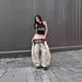 Men's Clothing American Style Layered Design Lace Up Scimitar Pants Casual Summer Street Hip Hop Dance Mopping Paratrooper Trousers_viptrois.com