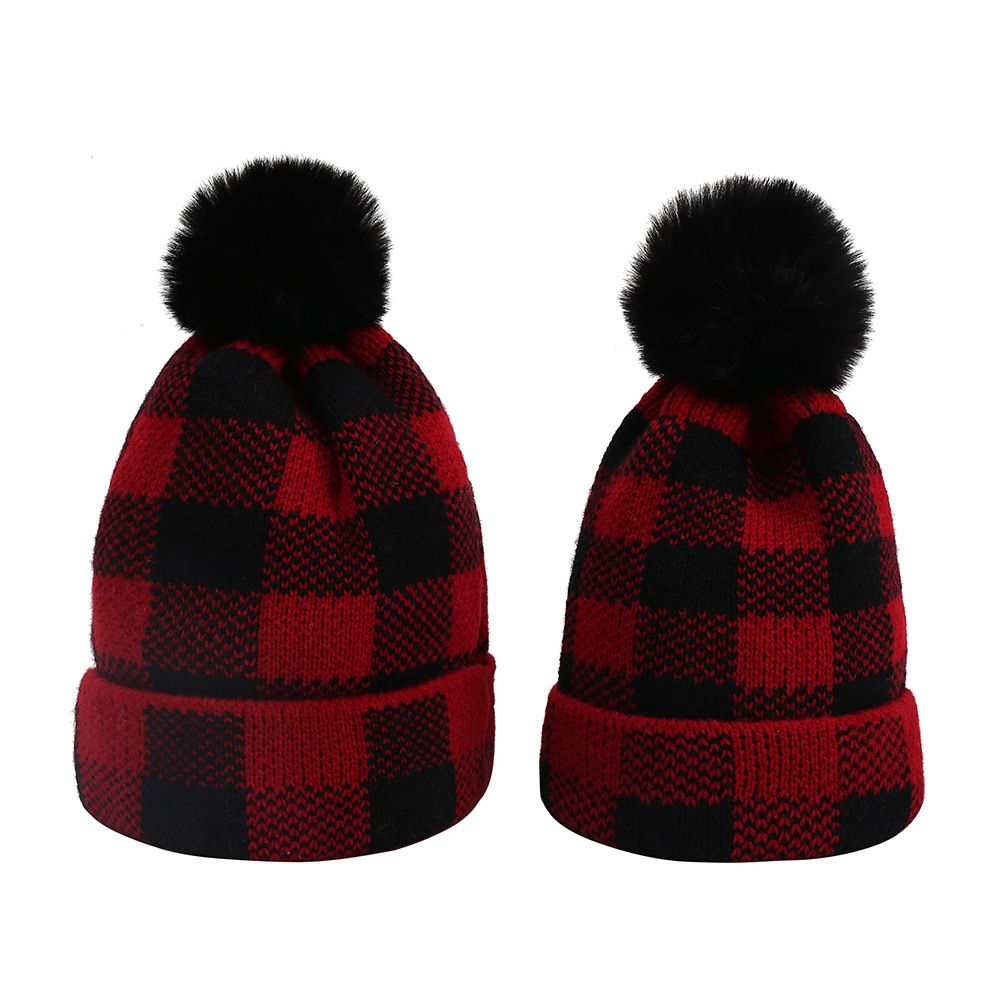 Family clothing Autumn Winter Winter Hairball family knit cap_viptrois.com