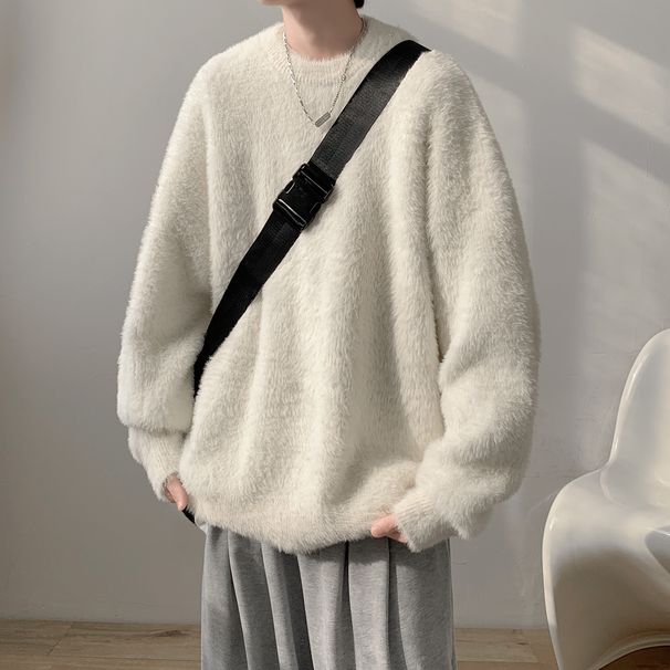 Sweater Men's Autumn And Winter New High-End Knit Loose Casual Lazy Style Soft Glutinous Sweater_viptrois.com