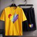 Men's Clothing Sportswear Suit Summer Short Sleeved T Shirt Basketball Jersey Casual Shorts Two Piece Suit_viptrois.com
