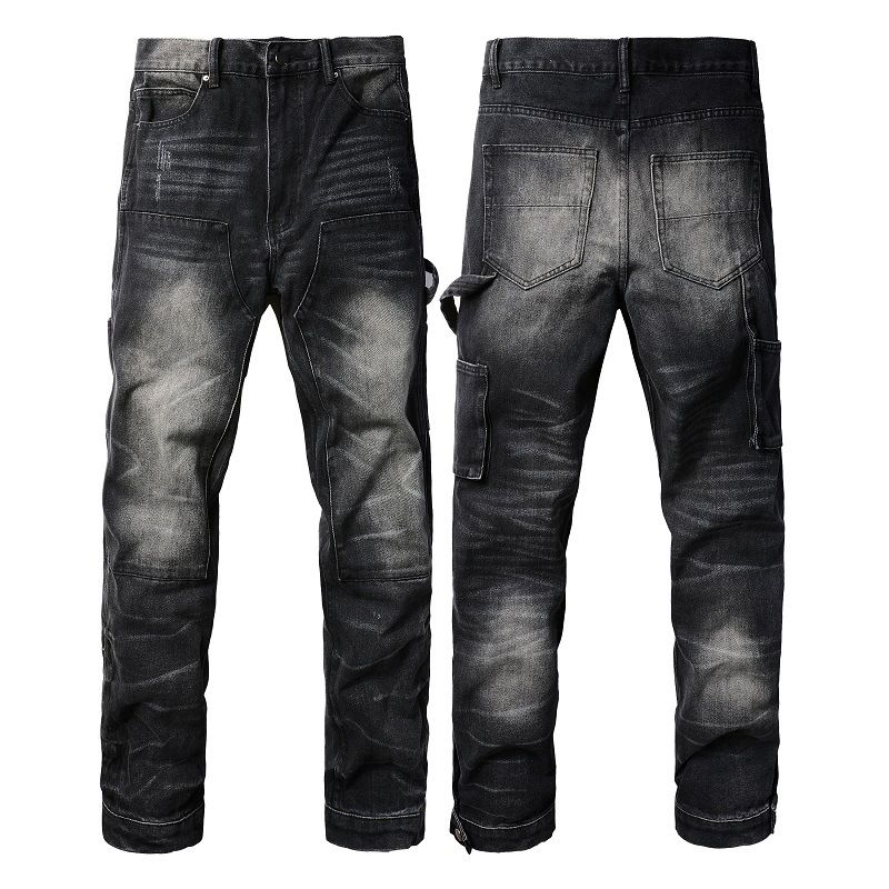 Men's Clothing High Street Multi Pocket Men's Jeans Lumberjack Men's Straight Jeans Men's Distressed Retro Overalls 1328_viptrois.com