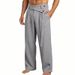 Men's Plus Size Casual Trousers White Linen Slanted Waist Spring_viptrois.com