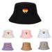 Women's Bucket Hats New Rainbow Heart Embroidered Fisherman Hat New Love Sunshade Sun Protection Bucket Hat Ladies Leisure_viptrois.com