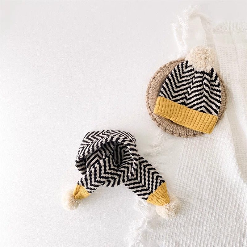 Kids'scarf, hat & glove sets Baby hat scarf two-piece winter ear protection baby knit suit for autumn and winter warmth_viptrois.com