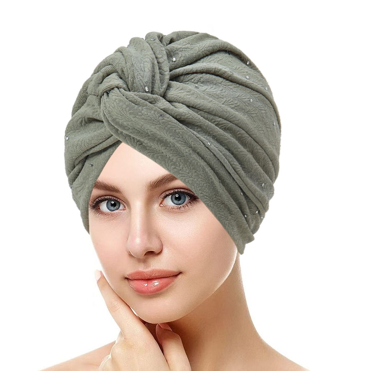 New Women's Single Layer Daily Versatile Hot Diamond Twisted Hat Multi Color Muslim Hoodie_viptrois.com