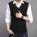 Men's Knit Vest Casual Solid Color Cable Pattern Sleeveless Sweater Vest For Daily Wear_viptrois.com