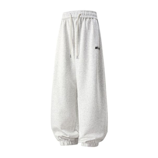 Monochrome Man- American High Street Jogger Sweatpants For Men, Autumn And Winter, Textured Loose Fit, Letter Print Casual Pants,_viptrois.com