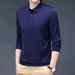 Fashion 2025 Long Sleeve Casual Solid Color Polo Turn-Down Collar T-Shirt Men's Business Base Shirt Light Mature Style_viptrois.com
