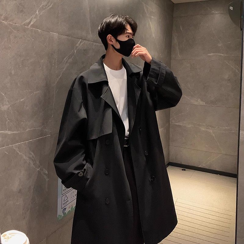 2025 New Windbreaker Jacket Men's Mid To Long Style Spring And Autumn Korean Trendy Brand Casual High-end Coat_viptrois.com