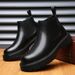 European Warm Series 2025 Korean Version British Style Men's Casual High-top Shoes Business Simple Leather Martin Slip-on Short Boots_viptrois.com