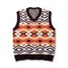 Unisex Striped Knit Vest - Oversized V-Neck Sleeveless Sweater (S-Xl, Coffee Brown) Fashion Trends Versatile Layering_viptrois.com