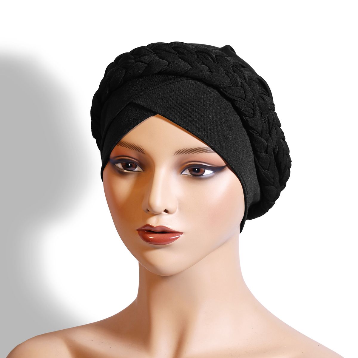 New solid color Baotou hat two milk silk single color braid headscarf hat_viptrois.com