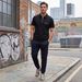 Men's Clothing Casual Zipper Pocket Short Sleeved Waffle Knit Short Sleeve T-Shirt With Zip Pocket - Slim Fit, Breathable Polyester (S-XXXL, 6 Colors)_viptrois.com