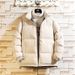 Men's Winter Fleece Lined Puffer Jacket With Stand-Up Collar, Thickened Warm Coat For Outdoor Activities, Unisex Thermal Parka _viptrois.com
