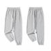 Men's Performance Polyester Sweatpants - Slim & Loose Fit With Drawstring Waist & Utility Pockets (Black/Light Gray)_viptrois.com
