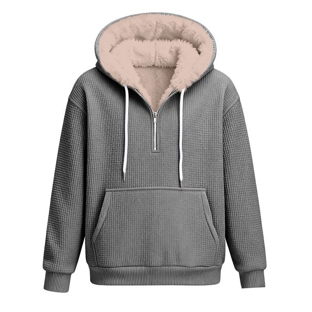 Cross-Border European And American Hot-Selling Cotton Padded Fleece Solid Color Long-Sleeve Sweatshirt Autumn_viptrois.com