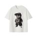 Men's Clothing Pure Cotton Heavy Short Sleeved T Shirt Fun Kitten Print Fashionable All Match Men's Tops_viptrois.com