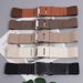 New square pin buckle cowhide stitching elastic elastic wide belt with dress and shirt, fashionable and versatile girdle_viptrois.com