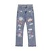 Hip Hop Patch Ripped Jeans Men's High Street Trend Embroidery Wide Straight Leg Loose Flared Pants Men_viptrois.com