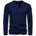 2024 Spring Men's New Henry Neck Long sleeved T-shirt Casual Solid Simple Bottom_viptrois.com