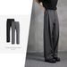 Men's Clothing Three Needle Trousers Black Autumn And Winter Drape Straight Casual Trousers Loose Trousers Wide Leg Suit Trousers_viptrois.com