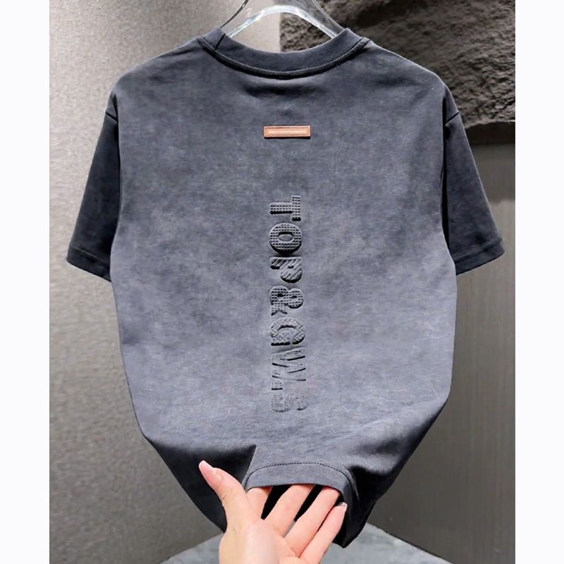 Men's Tie-Dye Letter Print T-Shirt, Korean Style Loose Fit Short Sleeve Tee, Casual Round Neck Top Lightweight & Breathable_viptrois.com