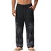 Men's Clothing Men's Loose Straight Leg Linen Trousers Style All Seasons Hawaiian Beach Vacation Casual Printed_viptrois.com