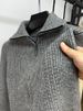 Men's Clothing Autumn And Winter Knitted Cardigan Coat With Foldable High Collar Sweater Jacket Solid Color Thickened Trendy Casual Tops_viptrois.com