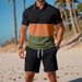 Men's Clothing New Casual Contrast Color Polo Lapel Shirt Short Sleeved Suit_viptrois.com